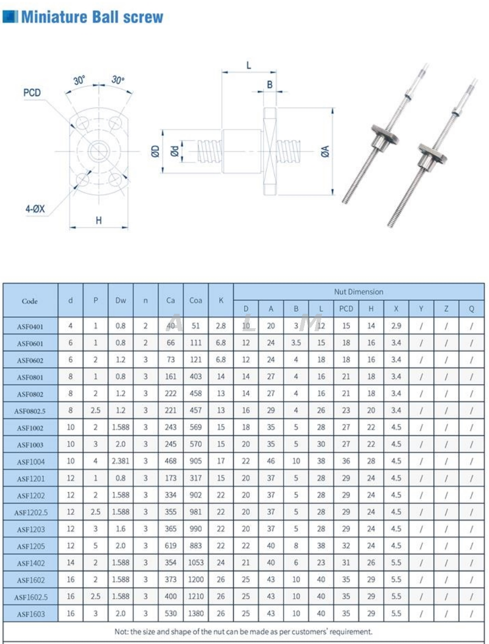 Precision 8x1 8x2 8x2.5 8mm Micro Ball Screw with Flange Nut from China